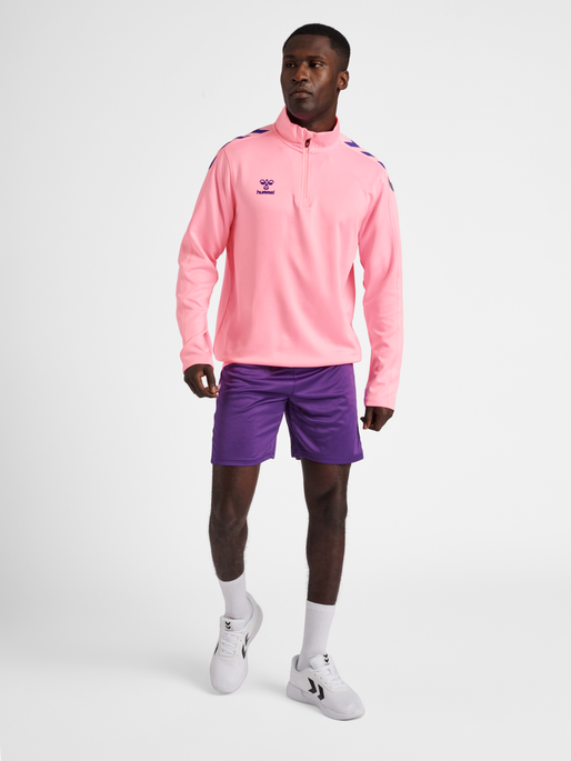 hmlCORE XK HALF ZIP POLY SWEAT, COTTON CANDY, model