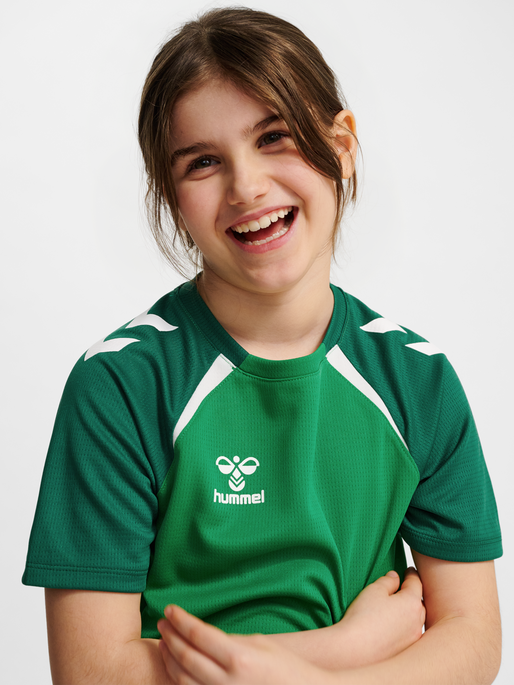 hmlLEAD 2.0 JERSEY S/S KIDS, JELLY BEAN/EVERGREEN, model