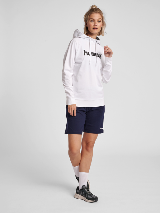 HMLGO COTTON LOGO HOODIE WOMAN, WHITE, model