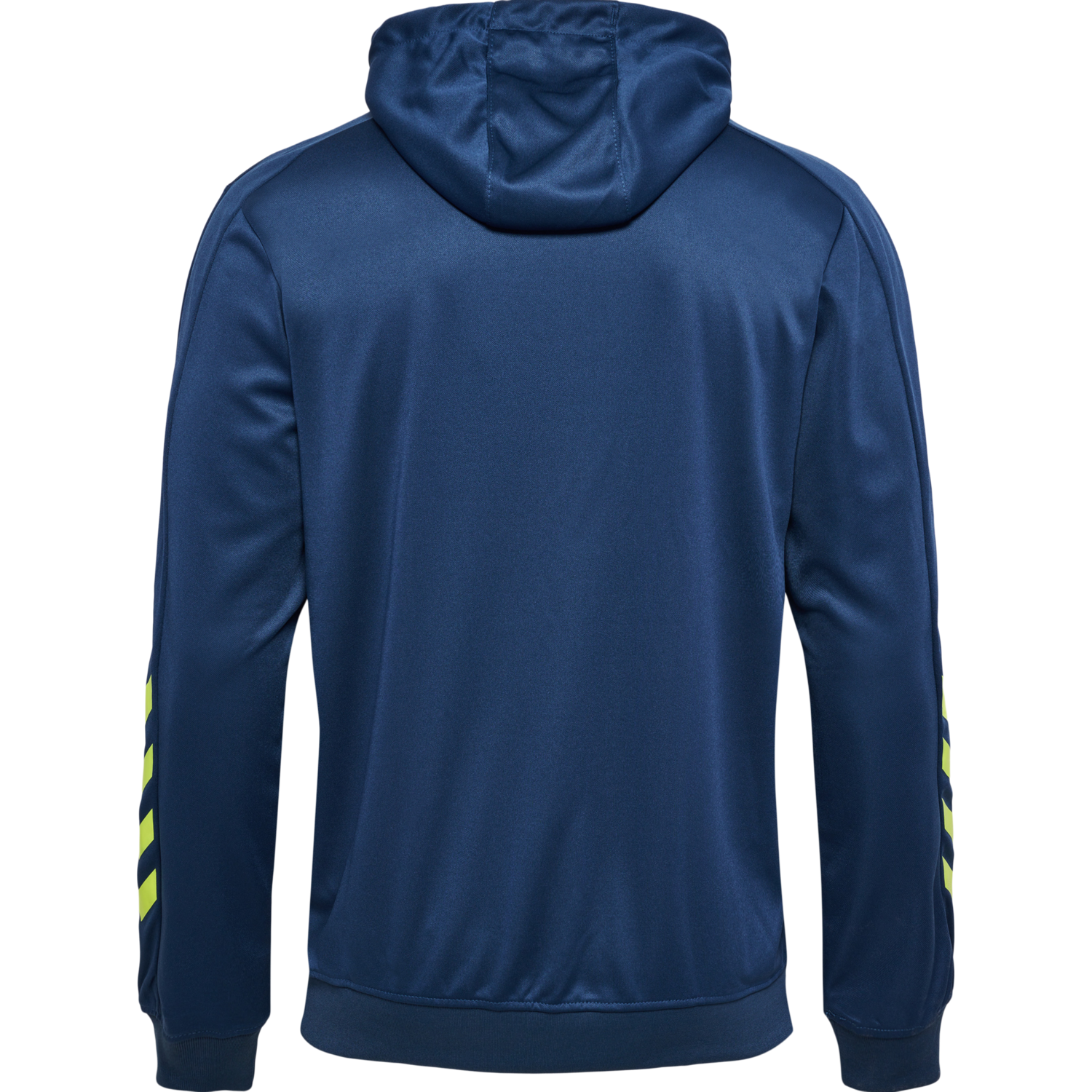 hmlPROMO POLY HOODIE, DARK DENIM/LIME PUNCH, packshot