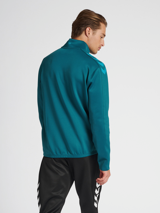 hmlCORE XK HALF ZIP POLY SWEAT, BLUE CORAL, model