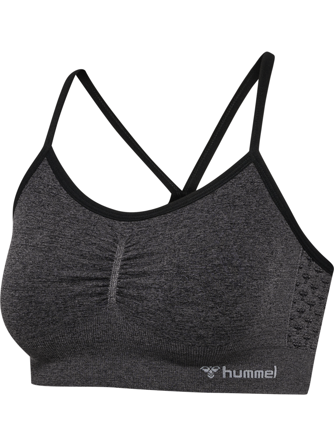 hmlCI SEAMLESS SCRUNCH SPORTS BRA, BLACK MELANGE, packshot