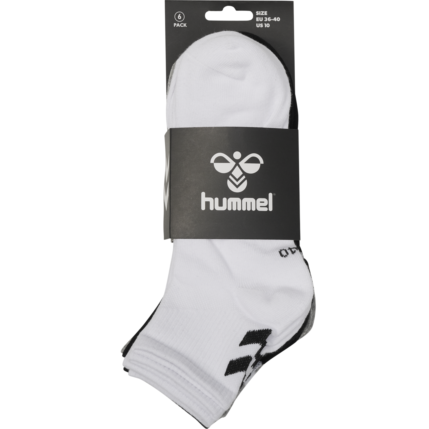 hmlCHEVRON 6-PACK  MID CUT SOCKS, BLACK/WHITE/GREY, packshot