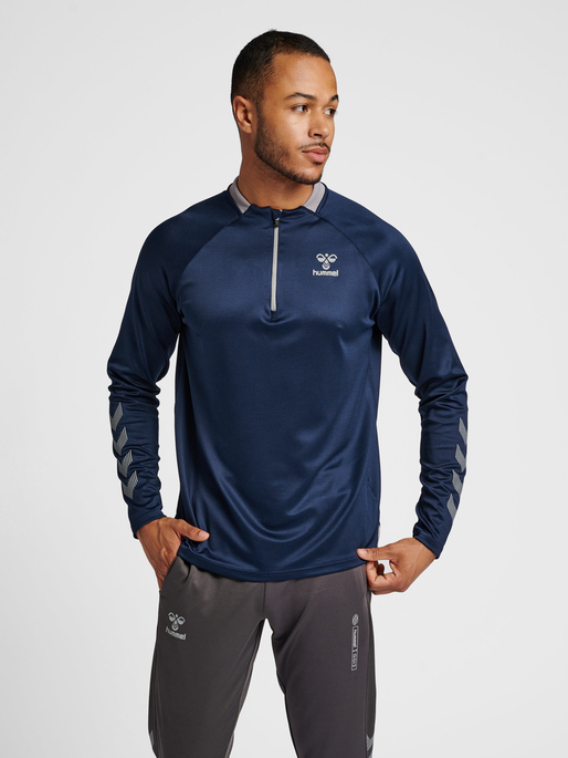 hmlGG12 ACTION HALF ZIP SWEAT, MARINE/ALLOY, model