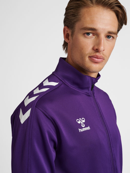 hmlCORE XK POLY ZIP SWEAT, ACAI/WHITE, model