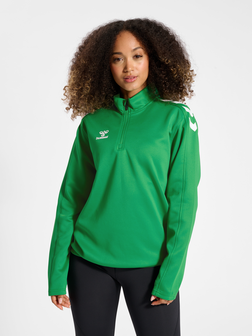 hmlCORE XK HALF ZIP POLY SWEAT, JELLY BEAN, model