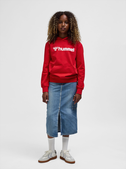 hmlGO 2.0 LOGO HOODIE KIDS, TRUE RED, model