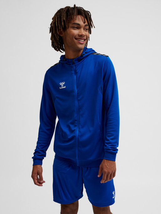 hmlAUTHENTIC PL ZIP HOODIE, TRUE BLUE, model