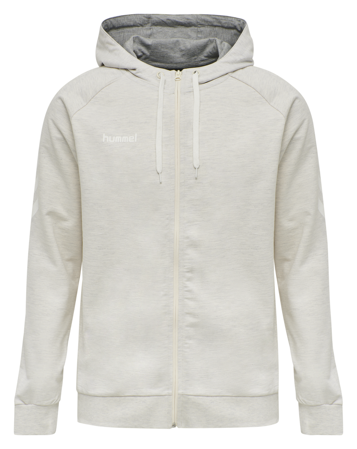 HMLGO COTTON ZIP HOODIE, EGRET MELANGE, packshot