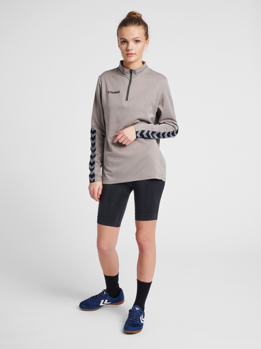 hmlAUTHENTIC HALF ZIP SWEATSHIRT WO, GREY MELANGE, model