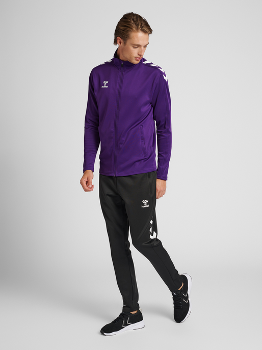 hmlCORE XK POLY ZIP SWEAT, ACAI/WHITE, model