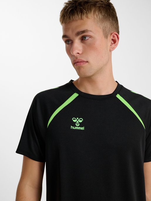 hmlLEAD 2.0 JERSEY S/S, BLACK/GREEN GECKO, model