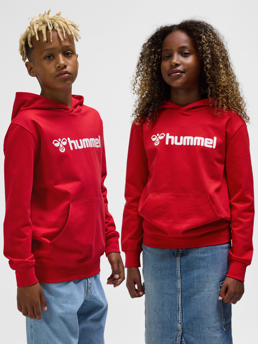 hmlGO 2.0 LOGO HOODIE KIDS, TRUE RED, model