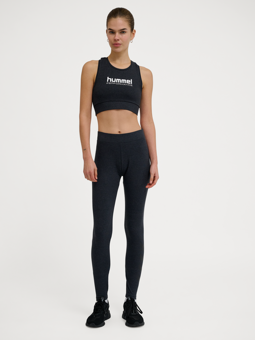 hmlPULSE LOGO MW TIGHTS, BLACK BEAUTY MELANGE, model