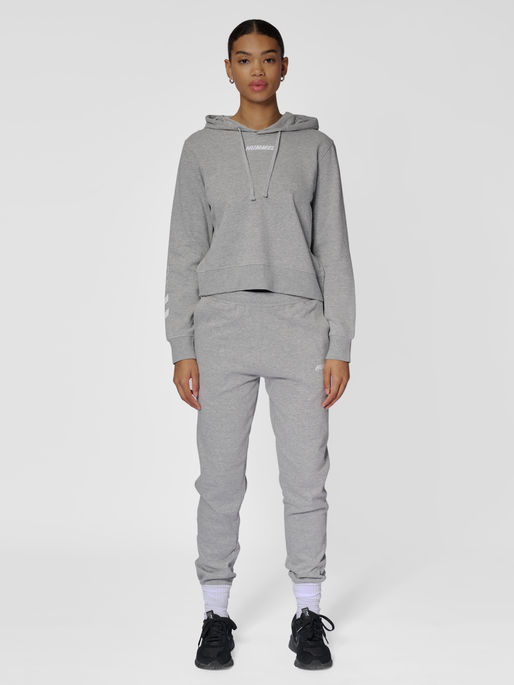 hmlELEMENTAL SHORT HOODIE WOMAN, GREY MELANGE, model