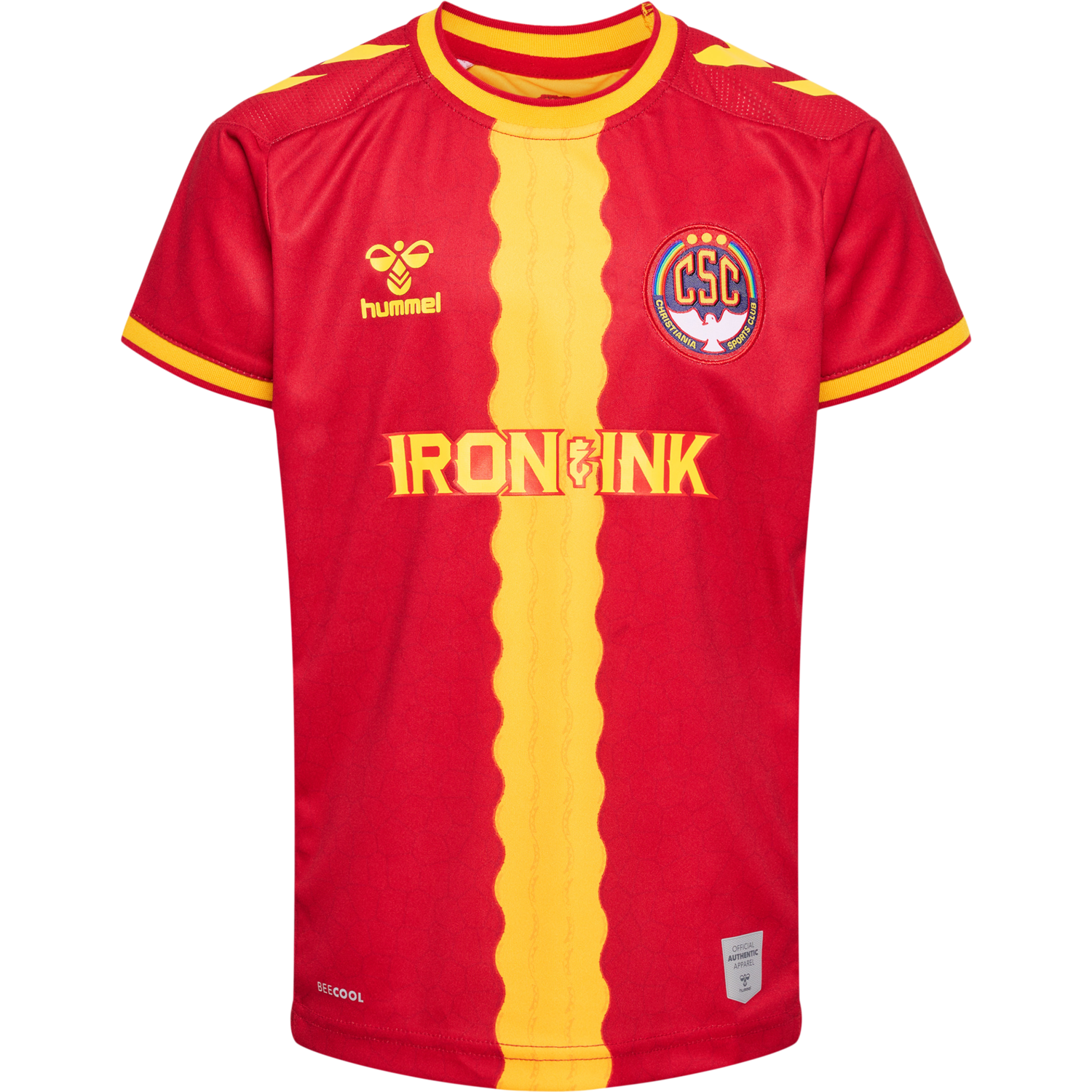CSC 22/23 HOME JERSEY S/S KIDS, TRUE RED/SPORTS YELLOW W/SPONS, packshot