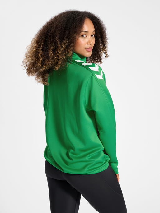 hmlCORE XK HALF ZIP POLY SWEAT, JELLY BEAN, model