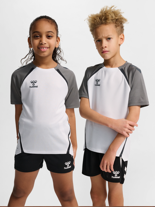 hmlLEAD 2.0 JERSEY S/S KIDS, WHITE/STEEL GRAY, model